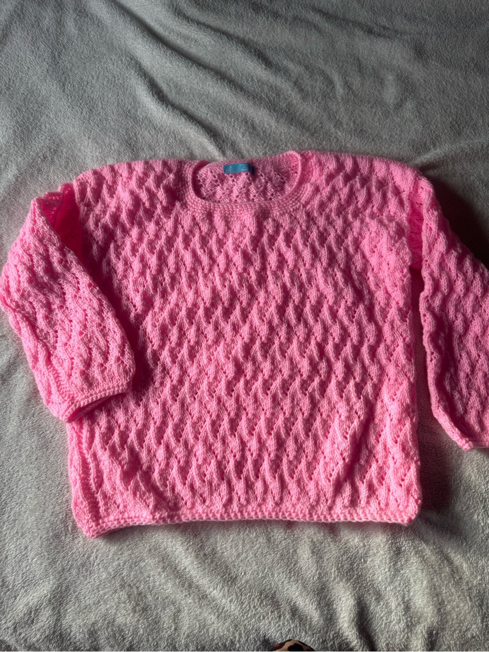 Handmade Women's bubble Gum Pink Knit Pullover Sweater size medium